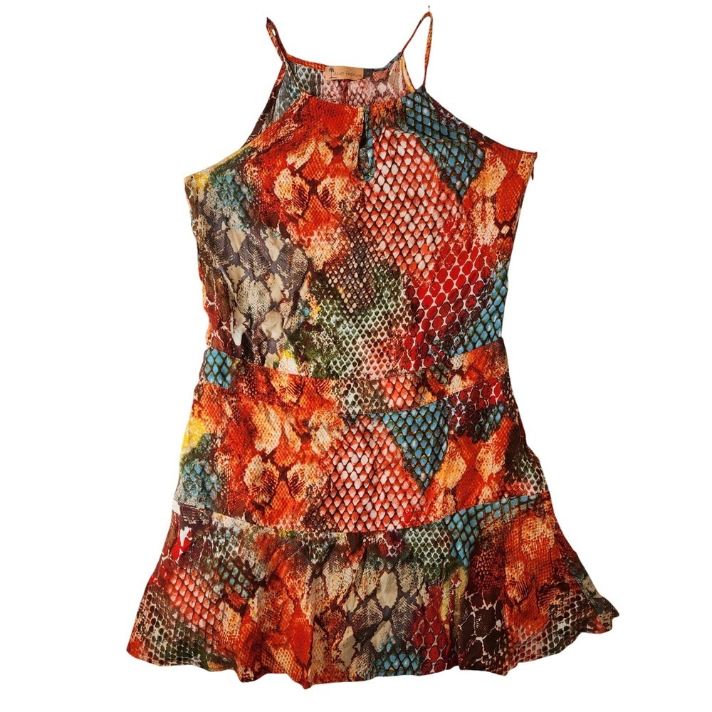 Small Dress Red Snakeskin Mini DRESS  TOP Sheer punk Dark Goth Witchy Excellent